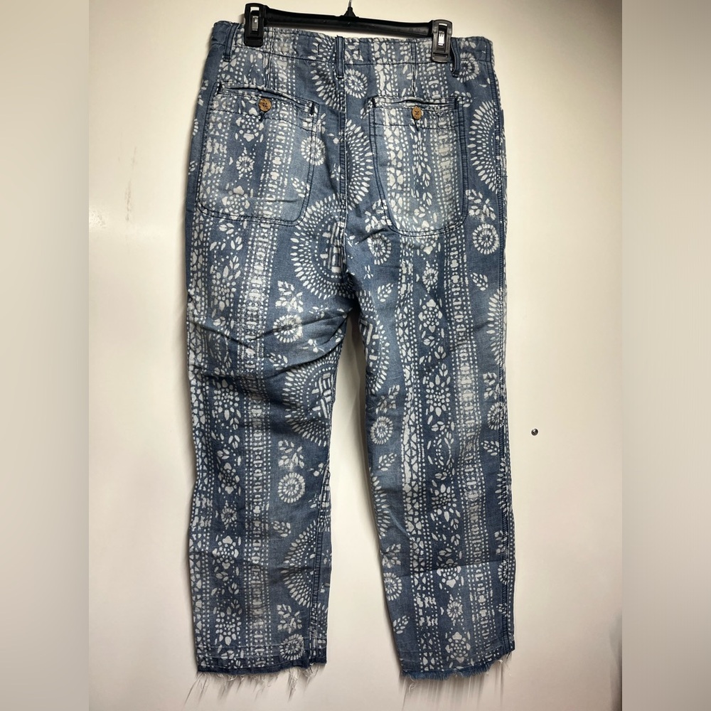 Free People Island Vibes Discharge Trousers pant Island Blue size 29 boho - Picture 6 of 9